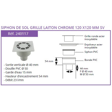Siphon de sol PVC Solusec verticale - Qualité 2