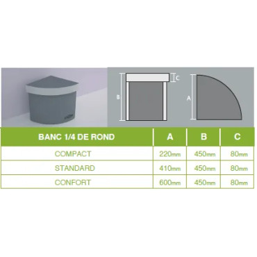 Banc HANANO 1/4 rond - étanche et esthétique 2