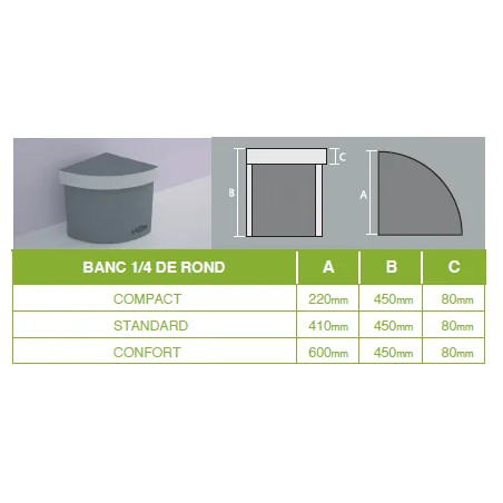 Banc HANANO 1/4 rond - étanche et esthétique