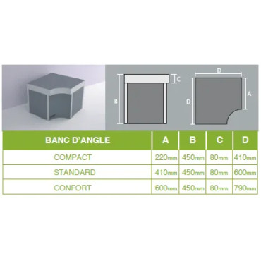 Banc HANANO angle - étanche et esthétique 2