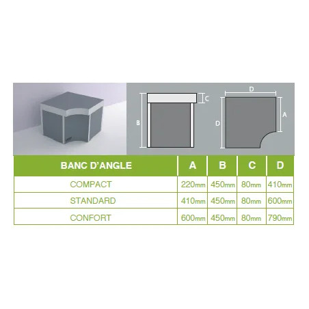 Banc HANANO angle - étanche et esthétique