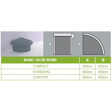 Banc ATIKA 1/4 rond - étanche et esthétique 2