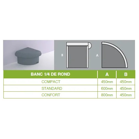 Banc ATIKA 1/4 rond - étanche et esthétique