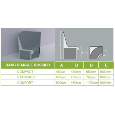 Banc ATIKA avec dossier angle - étanche et esthétique 2