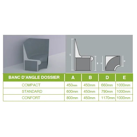 Banc ATIKA avec dossier angle - étanche et esthétique