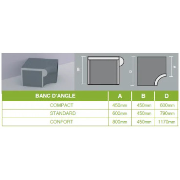 Banc ATIKA avec angle - étanche et esthétique 2