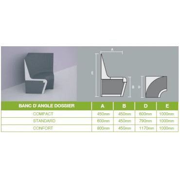 Banc SARAFON avec dossier angle - Qualité et esthétique 2