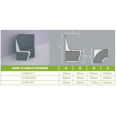 Banc SARAFON avec dossier angle - Qualité et esthétique